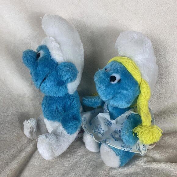 Smurfs 1981 Vintage 8" Plush Stuffed Toys Peyo Wallace & Berrie Lot of 2 - Picture 2 of 12